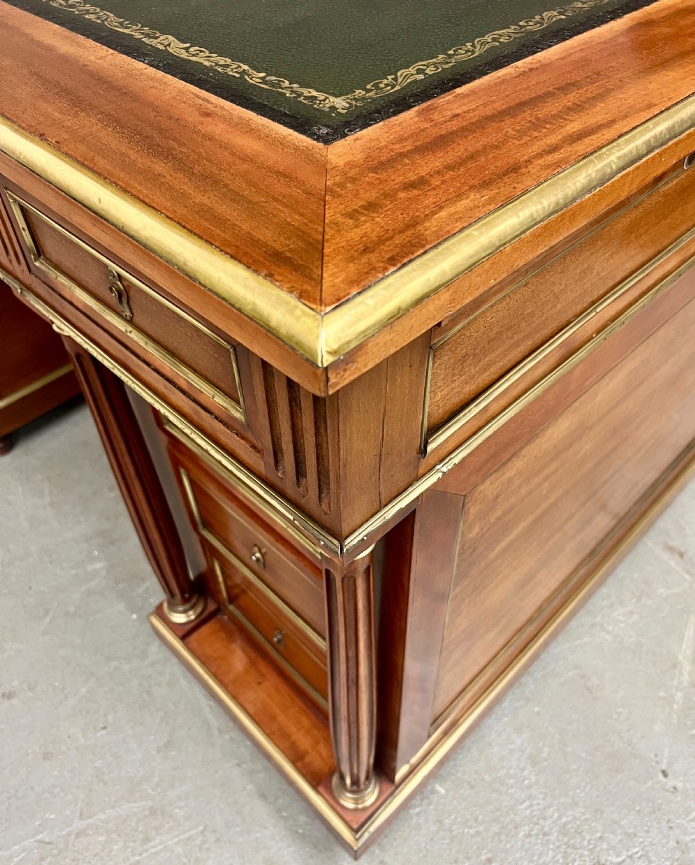 Large 18 Drawer Mahogany Partners Desk View VI