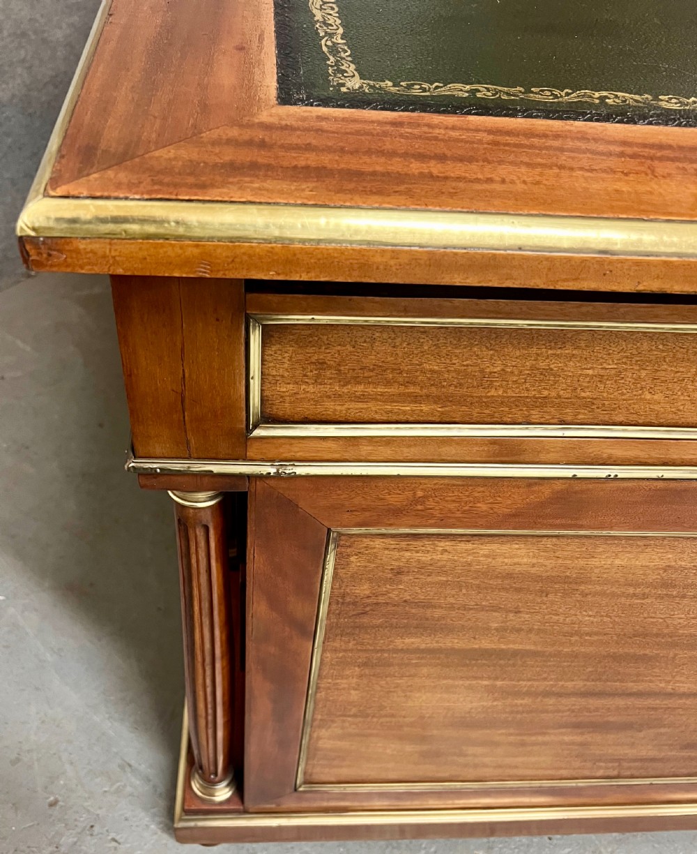 Large 18 Drawer Mahogany Partners Desk View XII