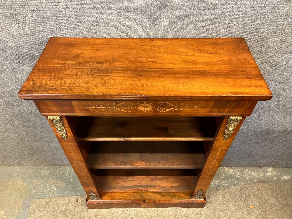 Victorian Walnut & Inlaid Open Bookcase View II
