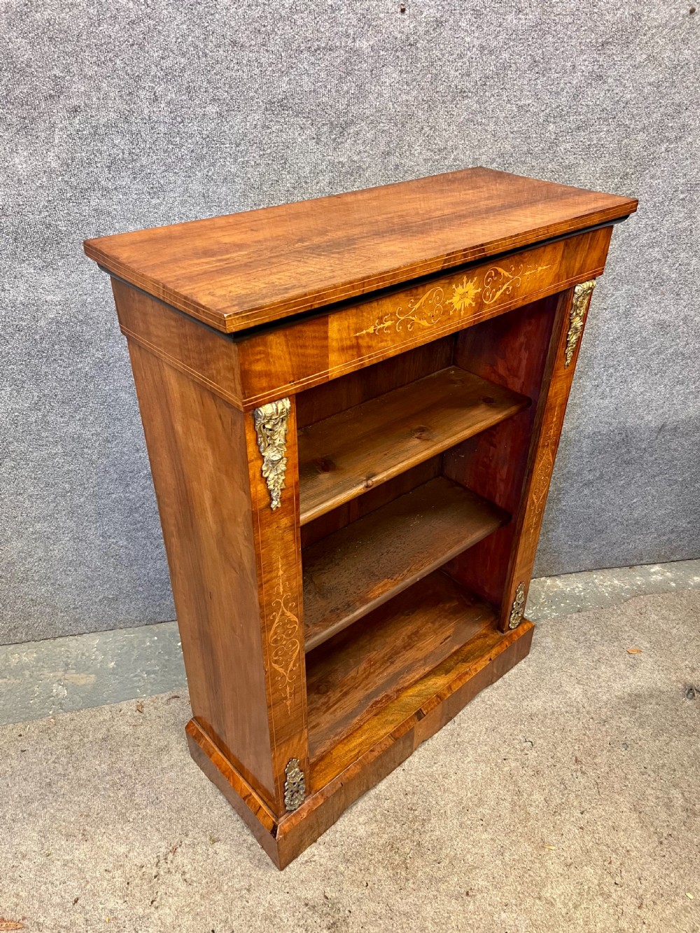 Victorian Walnut & Inlaid Open Bookcase View IX