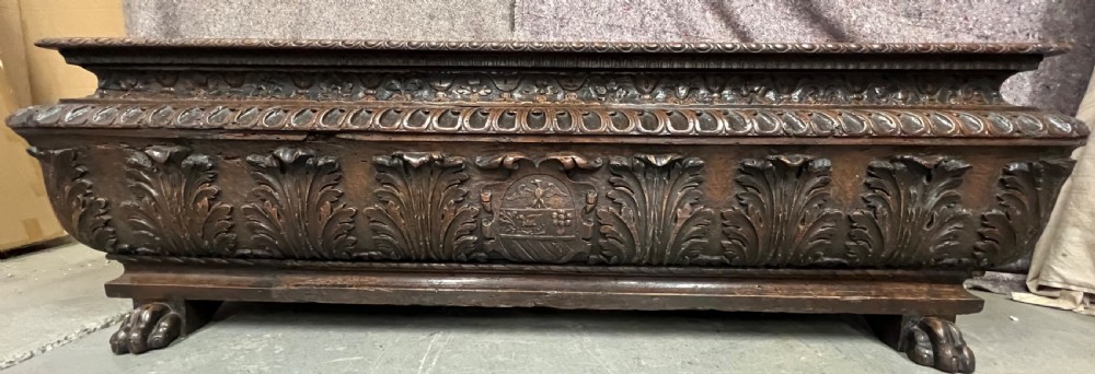 Rare Late 16th. / 17th. C. Very Large Armorial Walnut Cassone Coffer
