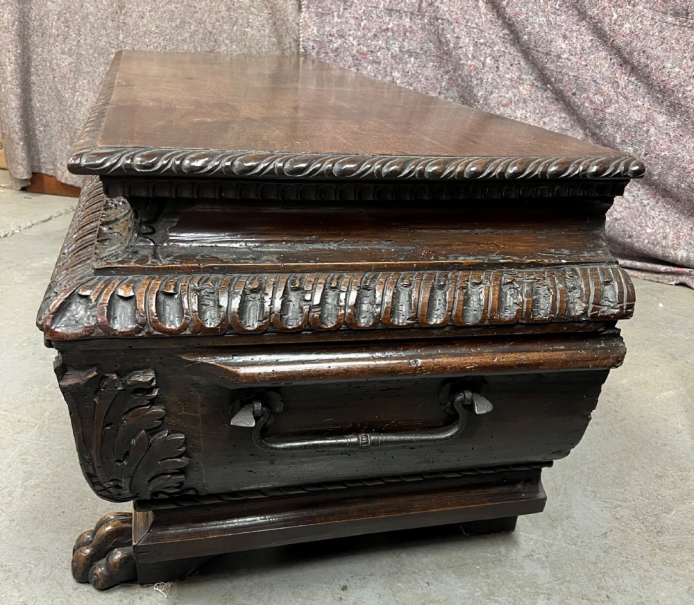 Rare Late 16th. / 17th. C. Very Large Armorial Walnut Cassone Coffer View V