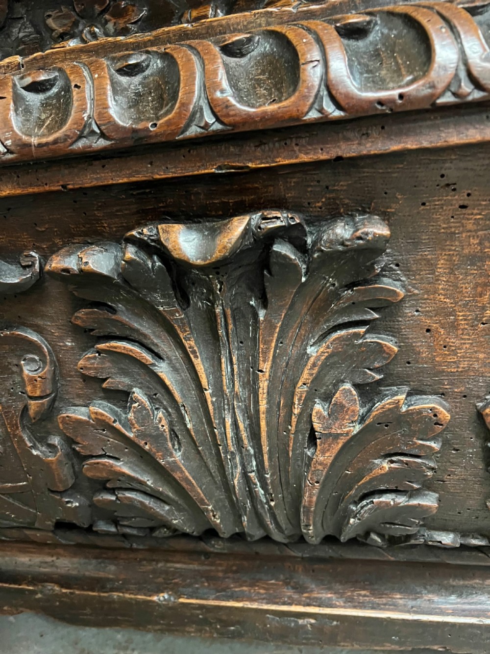 Rare Late 16th. / 17th. C. Very Large Armorial Walnut Cassone Coffer View XIII