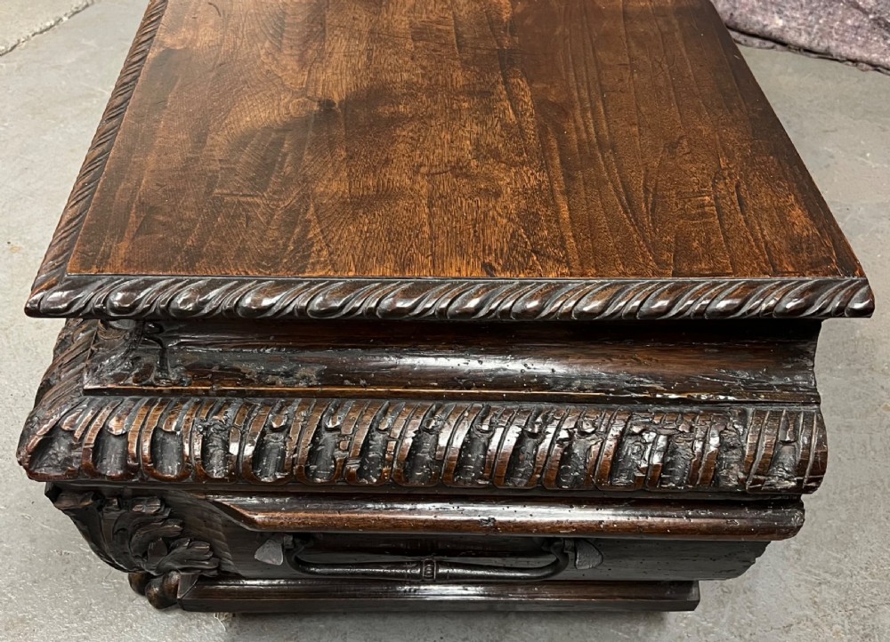 Rare Late 16th. / 17th. C. Very Large Armorial Walnut Cassone Coffer View XIV
