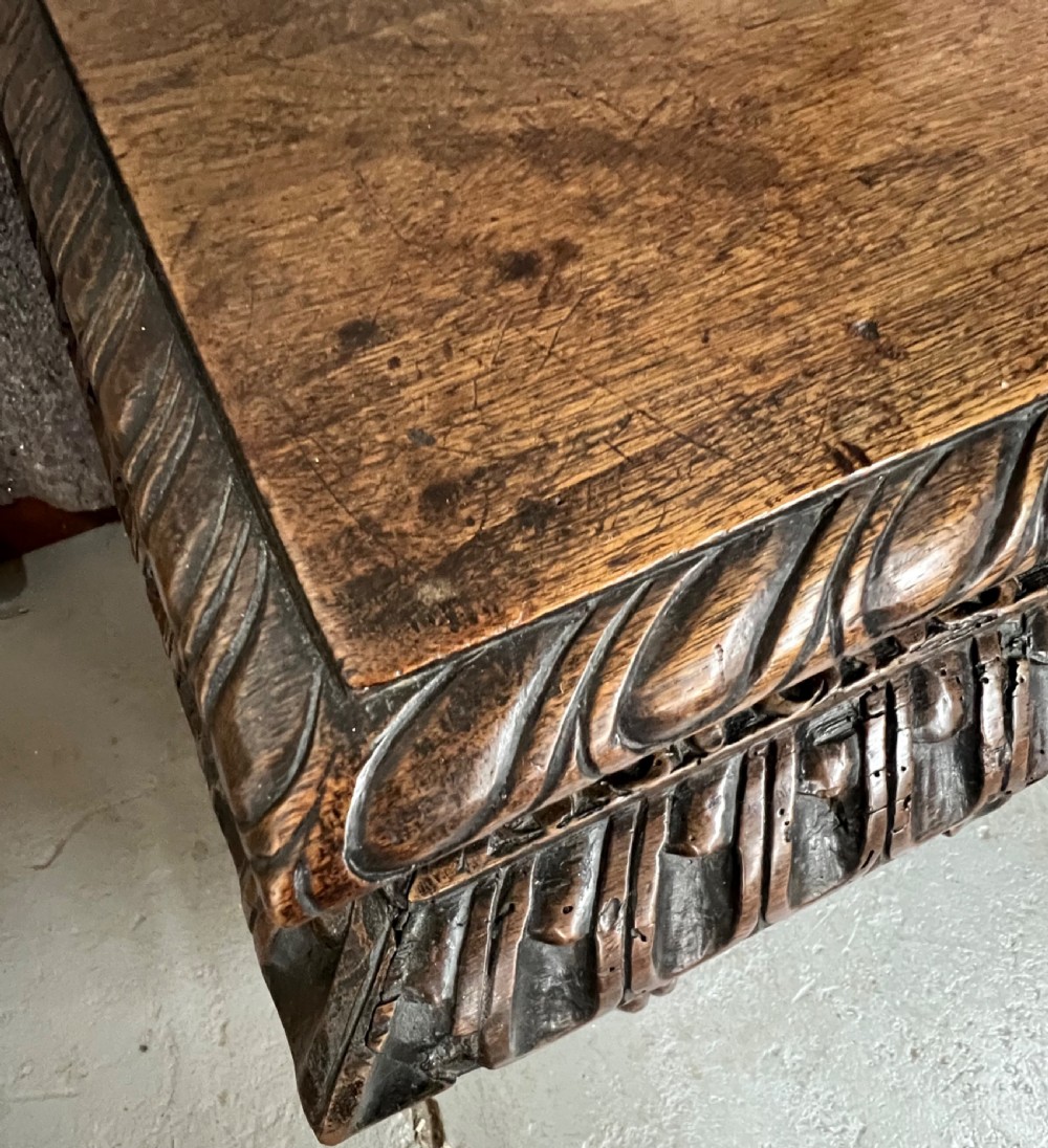 Rare Late 16th. / 17th. C. Very Large Armorial Walnut Cassone Coffer View XVI