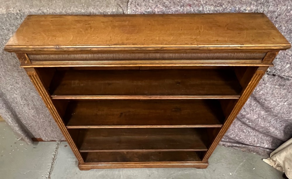 Edwardian Golden Oak Open Bookcase View IV