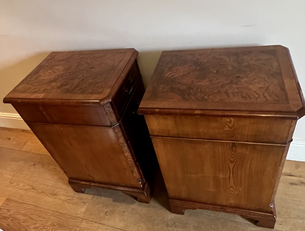 Pair of Burr Walnut & Inlaid Bedside Chests View IV