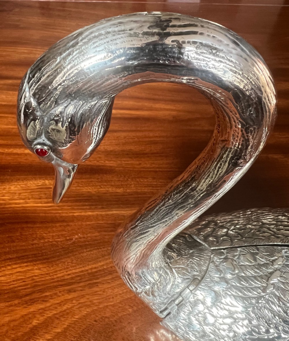 Unusual Silver Plated Articulated Swan Flower Arranging Table Centrepiece View VII