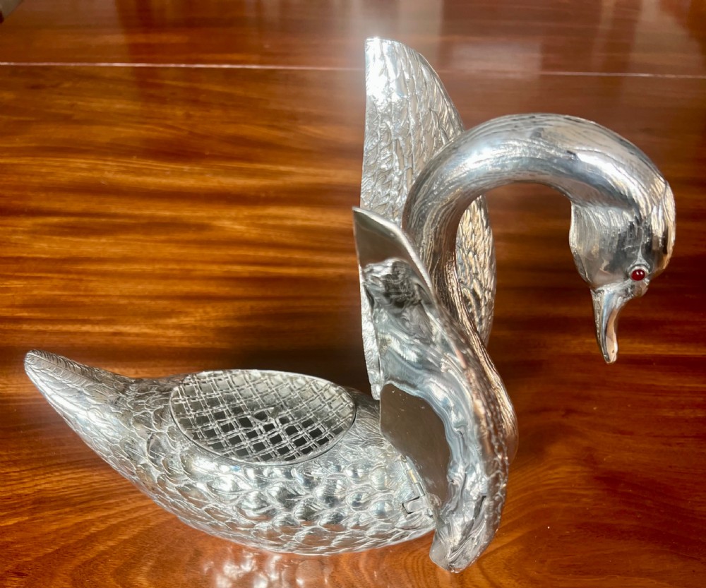 Unusual Silver Plated Articulated Swan Flower Arranging Table Centrepiece View VIII