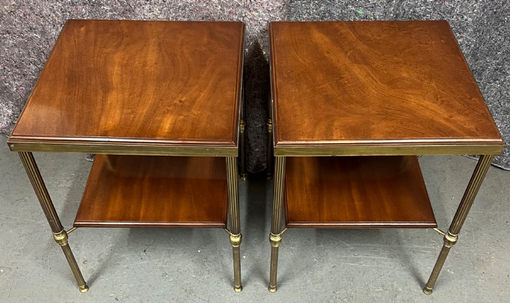 Good Pair of Brass & Mahogany Occasional Tables