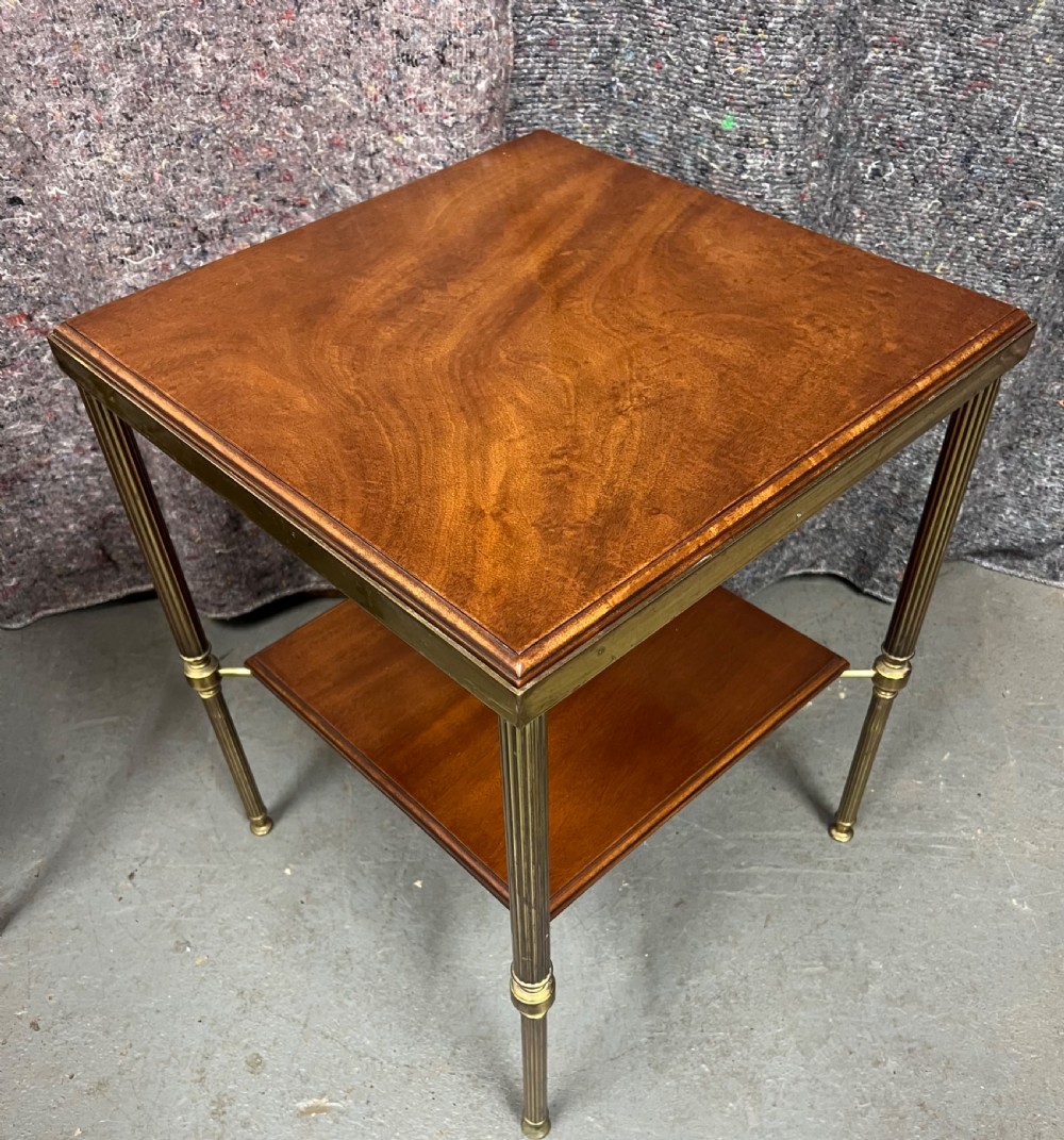 Good Pair of Brass & Mahogany Occasional Tables View II