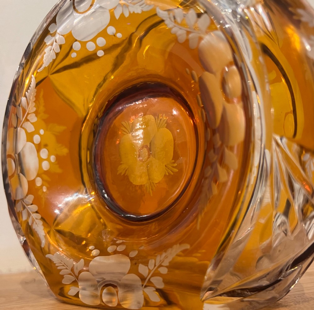 Beautiful Bohemian Amber Glass Decanter View II