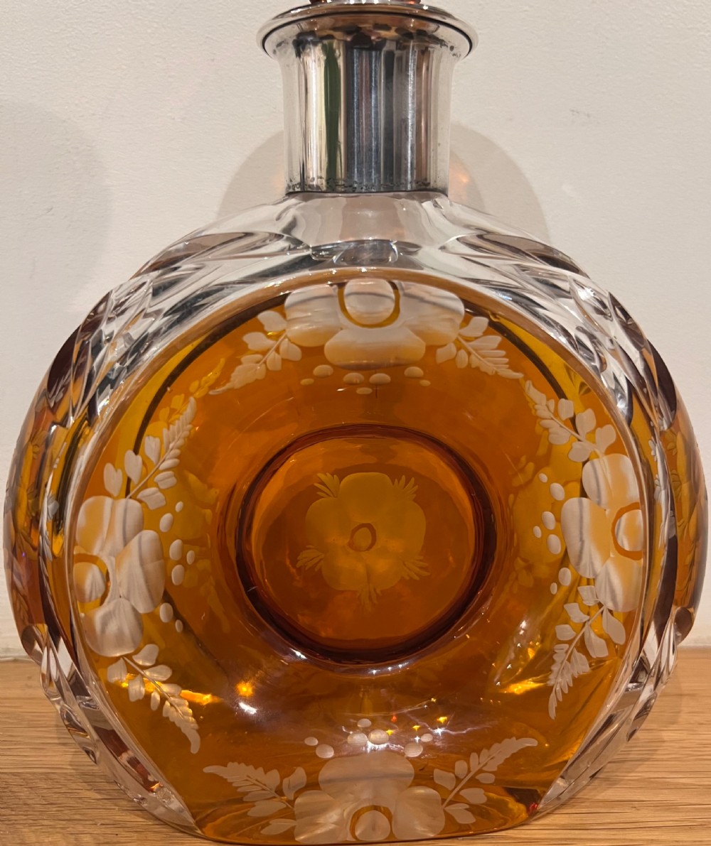 Beautiful Bohemian Amber Glass Decanter View V