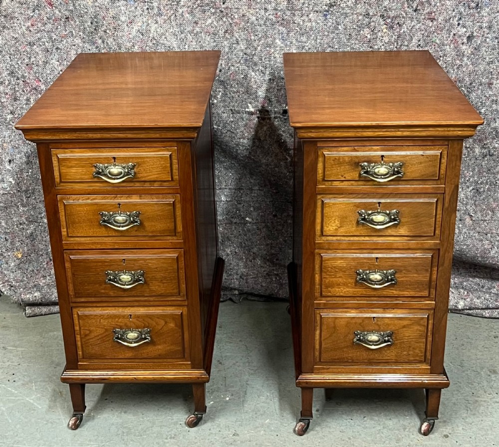 Pair of Edwardian Walnut Bedside Chests
