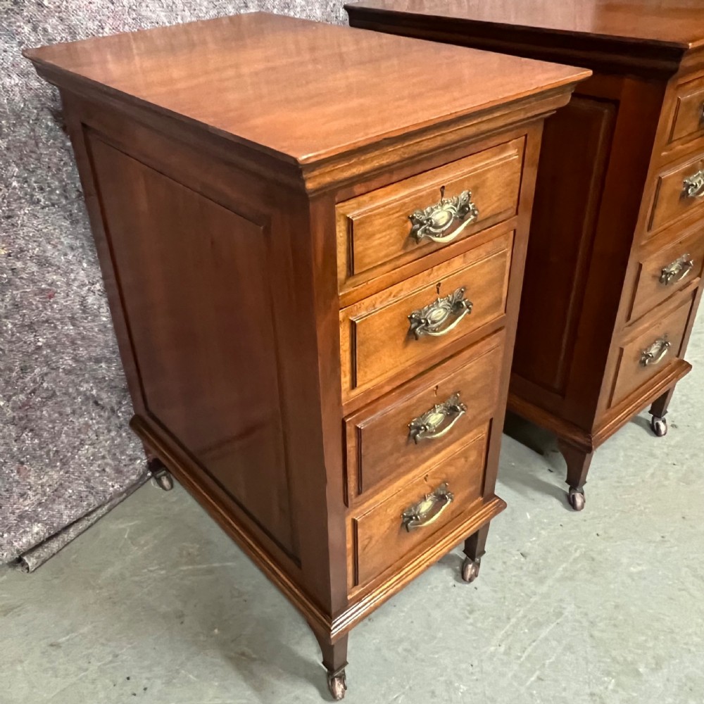 Pair of Edwardian Walnut Bedside Chests View III