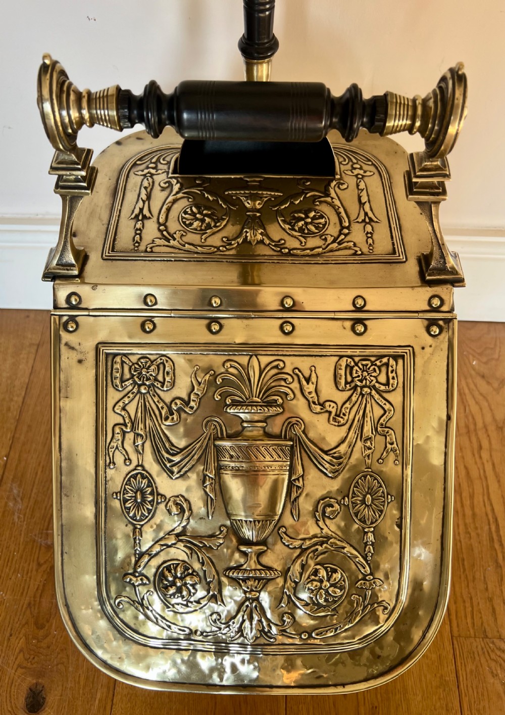 Very Attractive Antique Brass Coal Scuttle View II