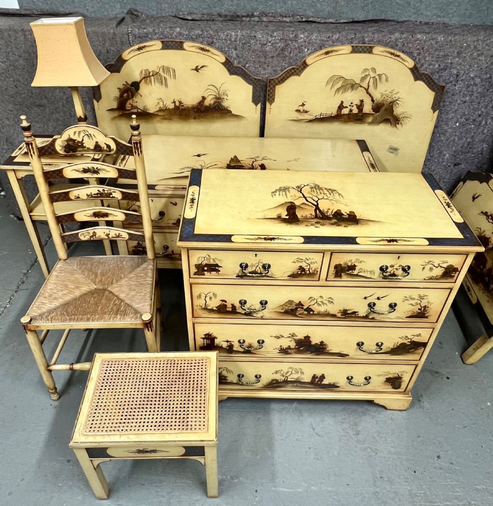 Antique 7 Piece Chinoiserie Bedroom Suite View II