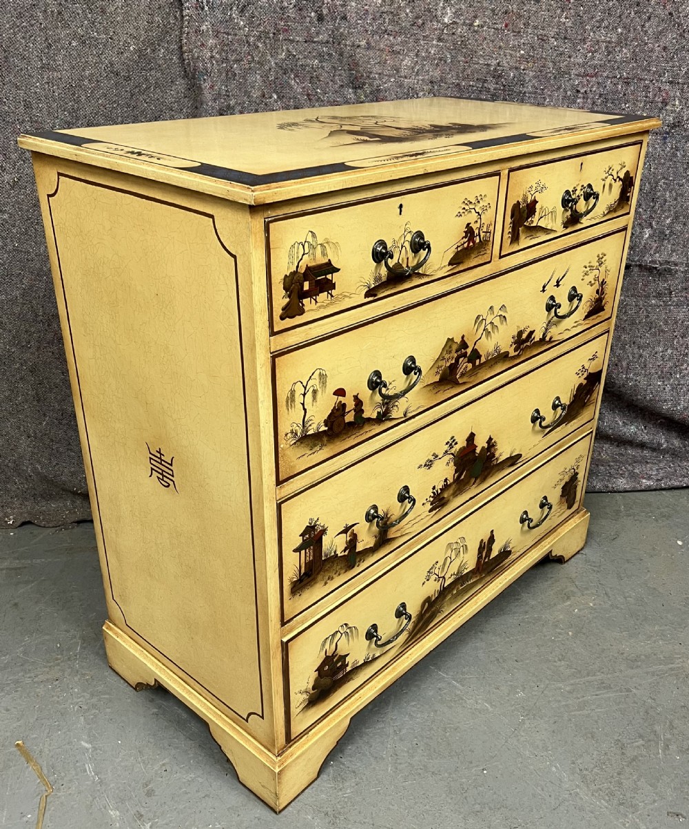 Antique 7 Piece Chinoiserie Bedroom Suite View IV