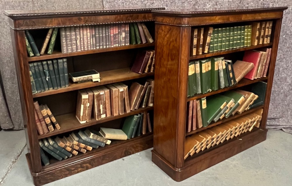 Good Quality Pair Of Antique Walnut Open Bookcases View II