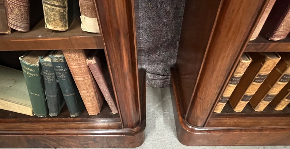 Good Quality Pair Of Antique Walnut Open Bookcases View V