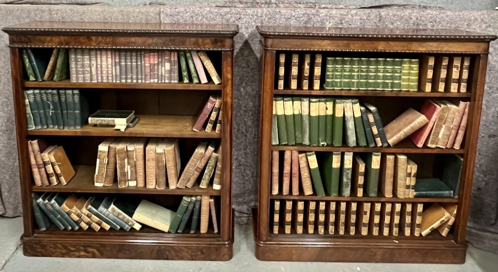 Good Quality Pair Of Antique Walnut Open Bookcases View X