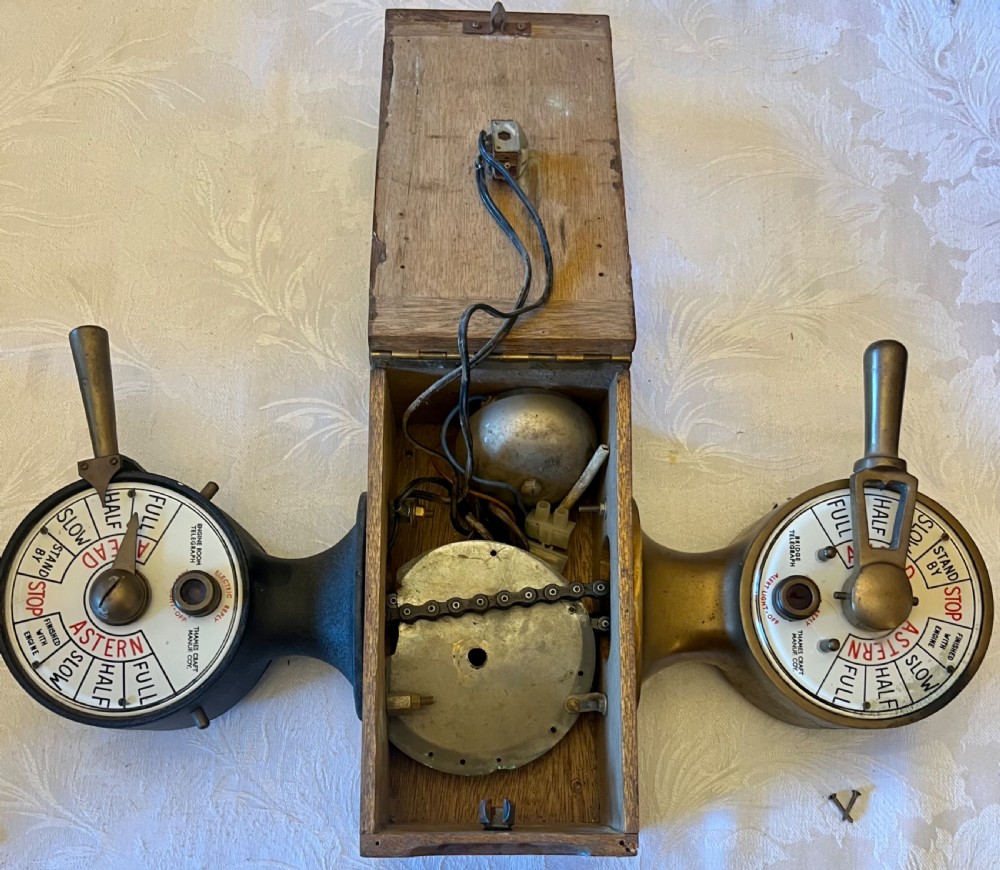 Pair of Ship's Telegraphs in Brass & Iron. View IX