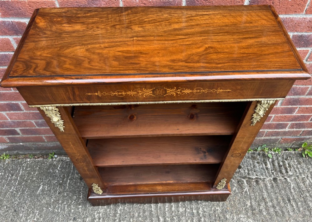 Victorian Walnut & Inlaid Open Bookcase View II