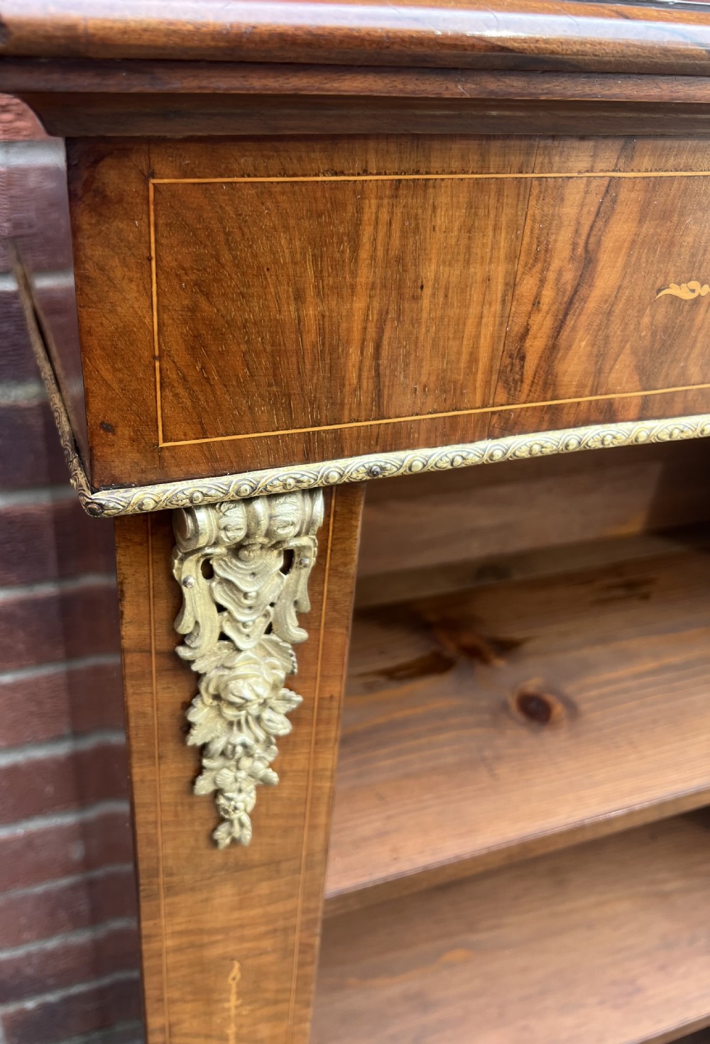 Victorian Walnut & Inlaid Open Bookcase View IX