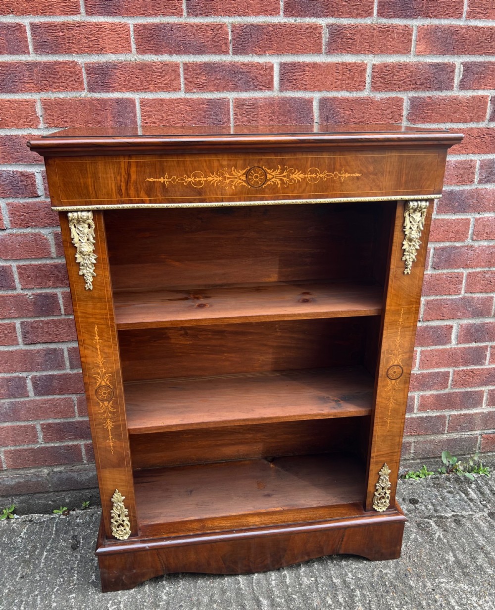 Victorian Walnut & Inlaid Open Bookcase View X