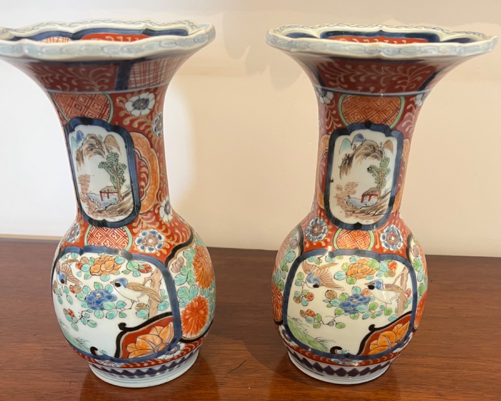 Antique Pair Of Meiji Vases