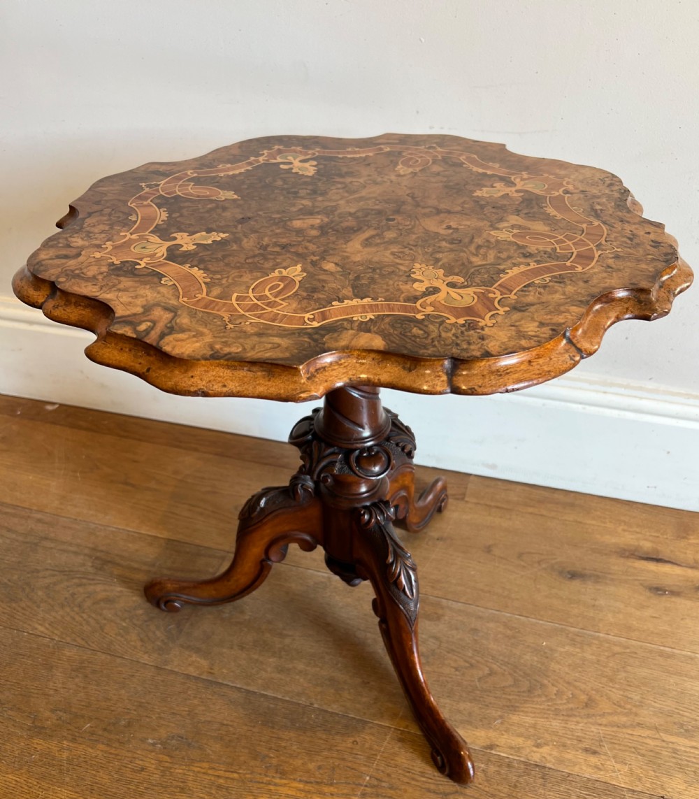 Antique Burr Walnut & Marquetry Occasional or Lamp Table