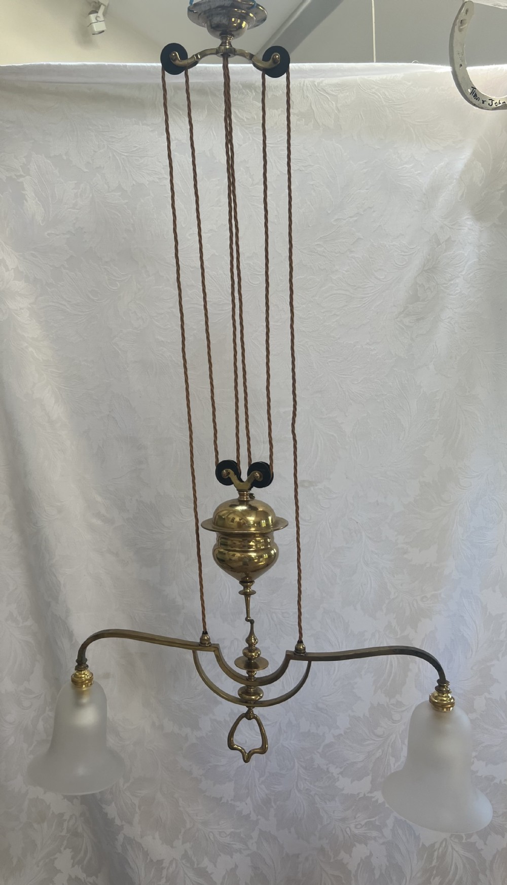 Antique Rewired & Pat Tested Rise & Fall Ceiling Light