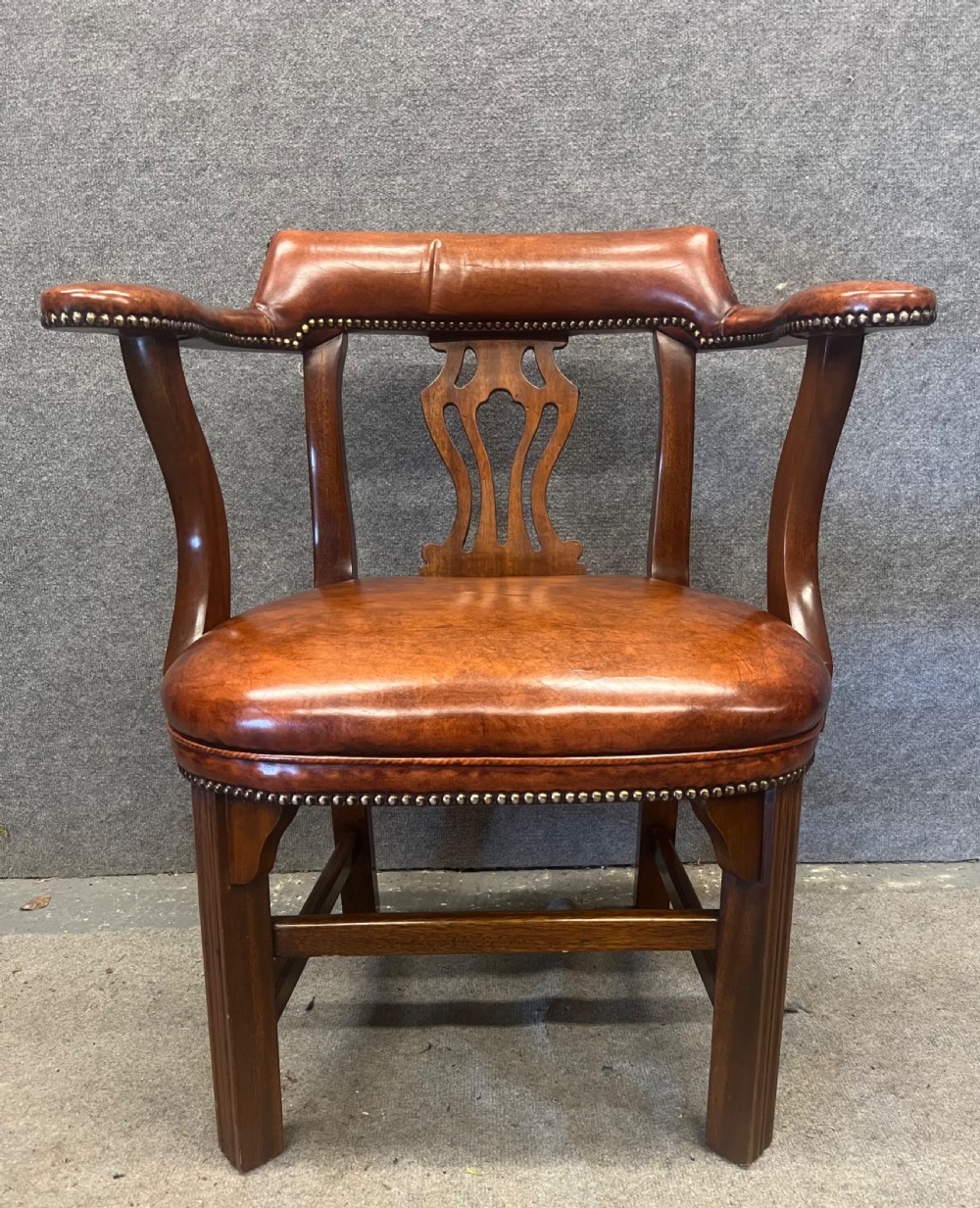 Mahogany & Leather Georgian Style Elbow or Desk Chair View II