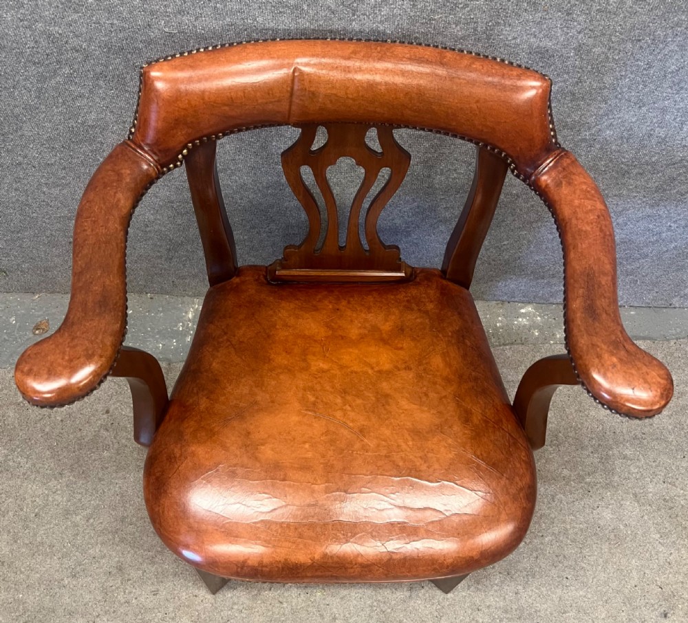 Mahogany & Leather Georgian Style Elbow or Desk Chair View III