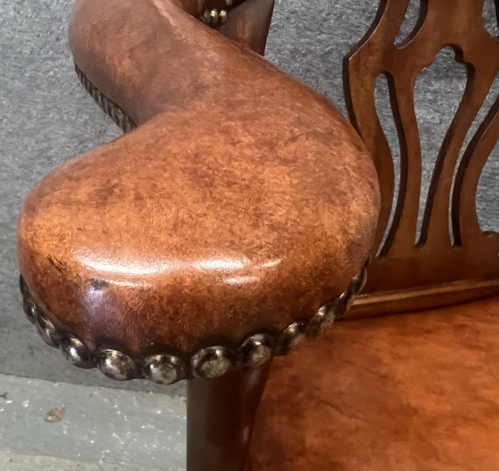 Mahogany & Leather Georgian Style Elbow or Desk Chair View IV