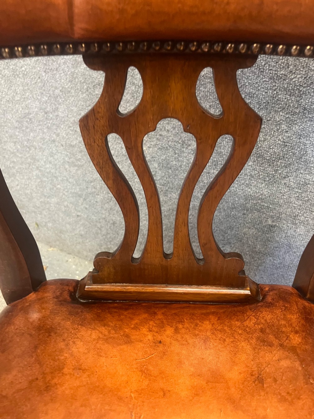 Mahogany & Leather Georgian Style Elbow or Desk Chair View V