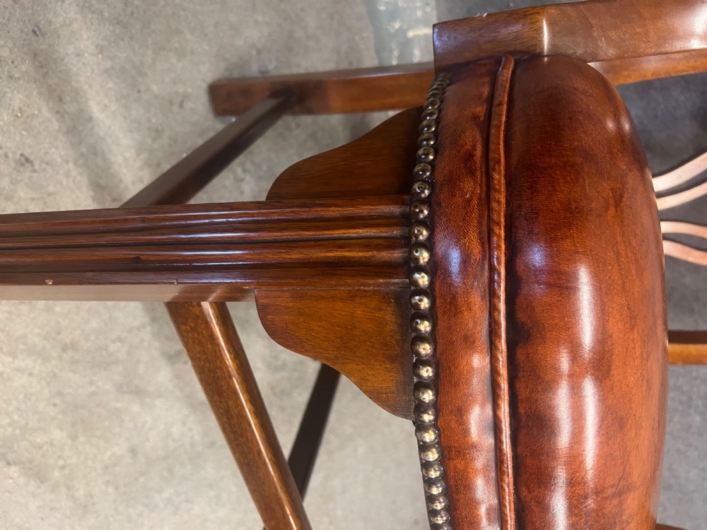 Mahogany & Leather Georgian Style Elbow or Desk Chair View VIII