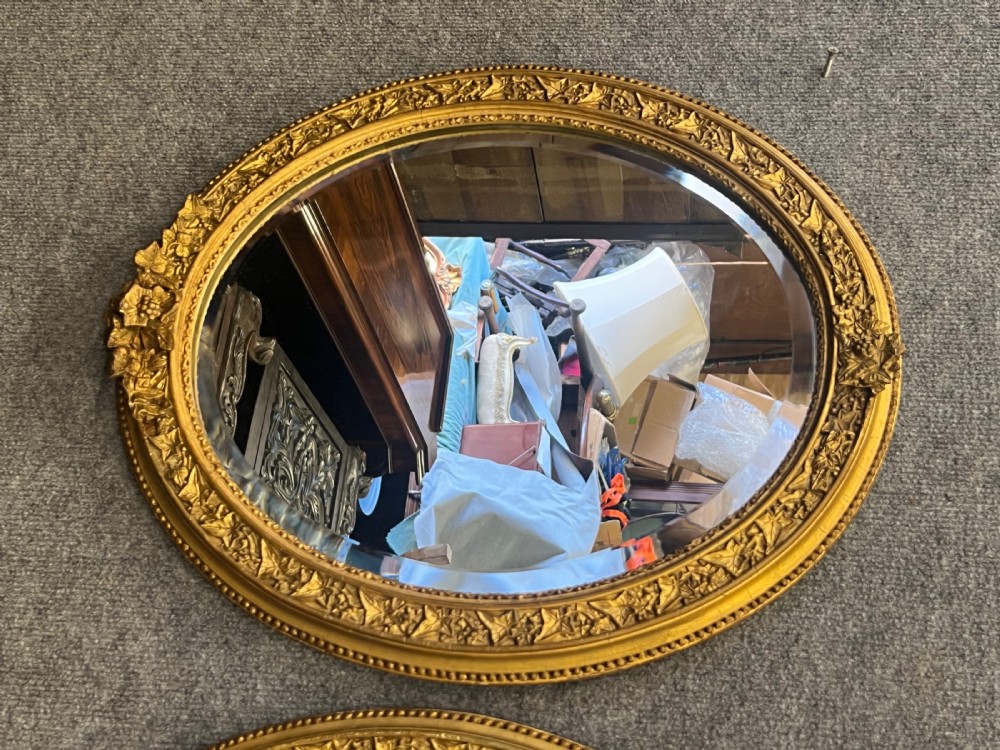 Pair of Antique Oval Mirrors View III
