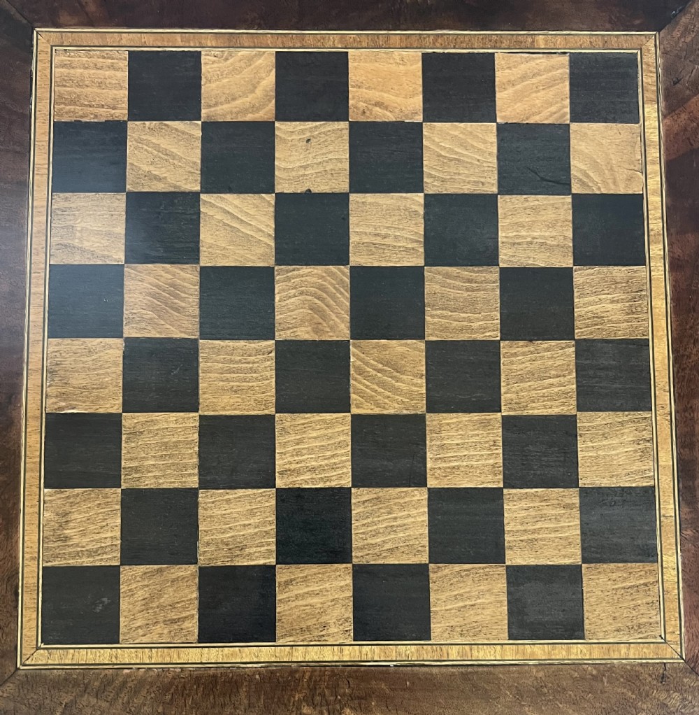 Antique Walnut & Mahogany Inlaid Chess Table View IV
