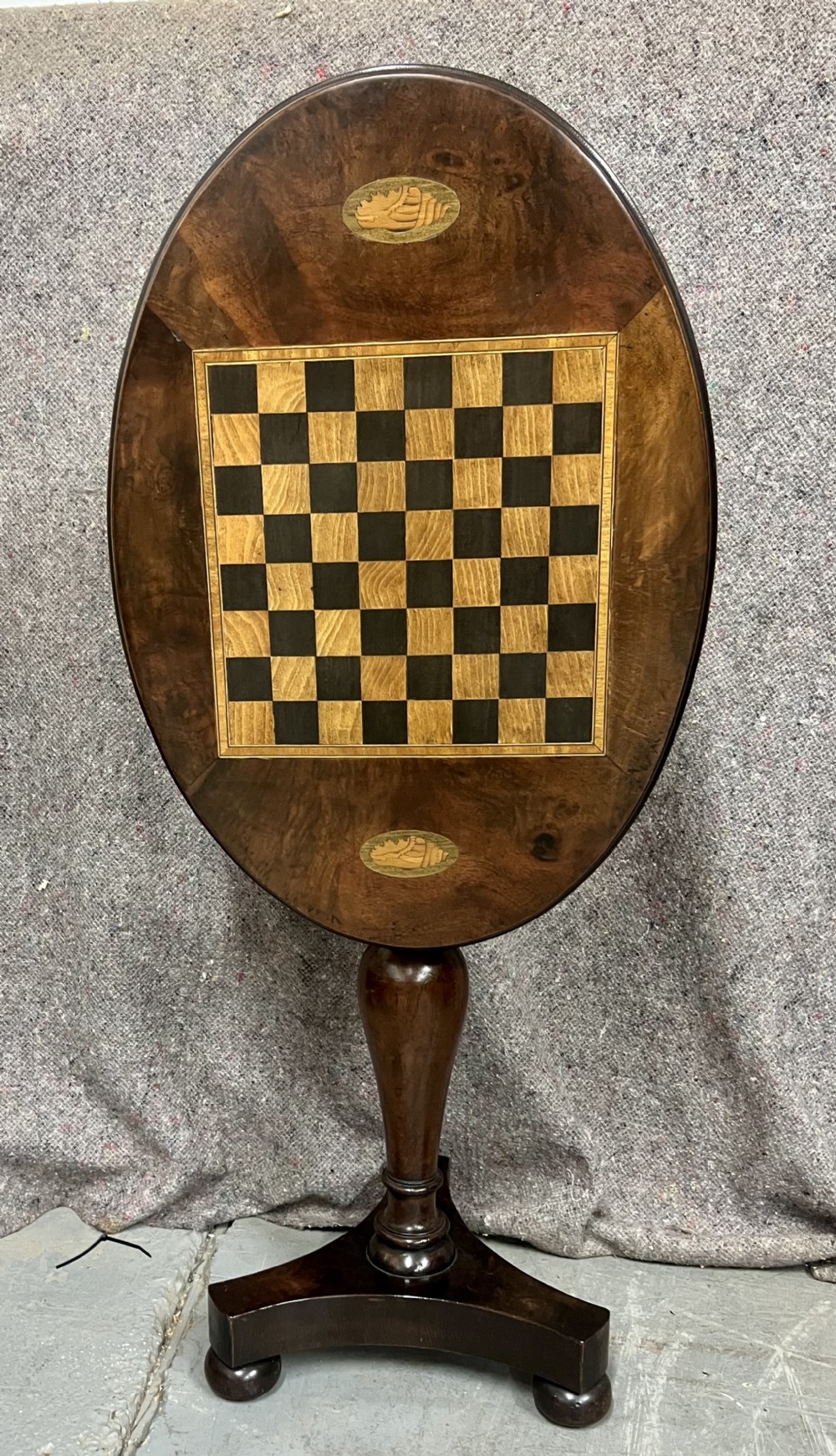 Antique Walnut & Mahogany Inlaid Chess Table