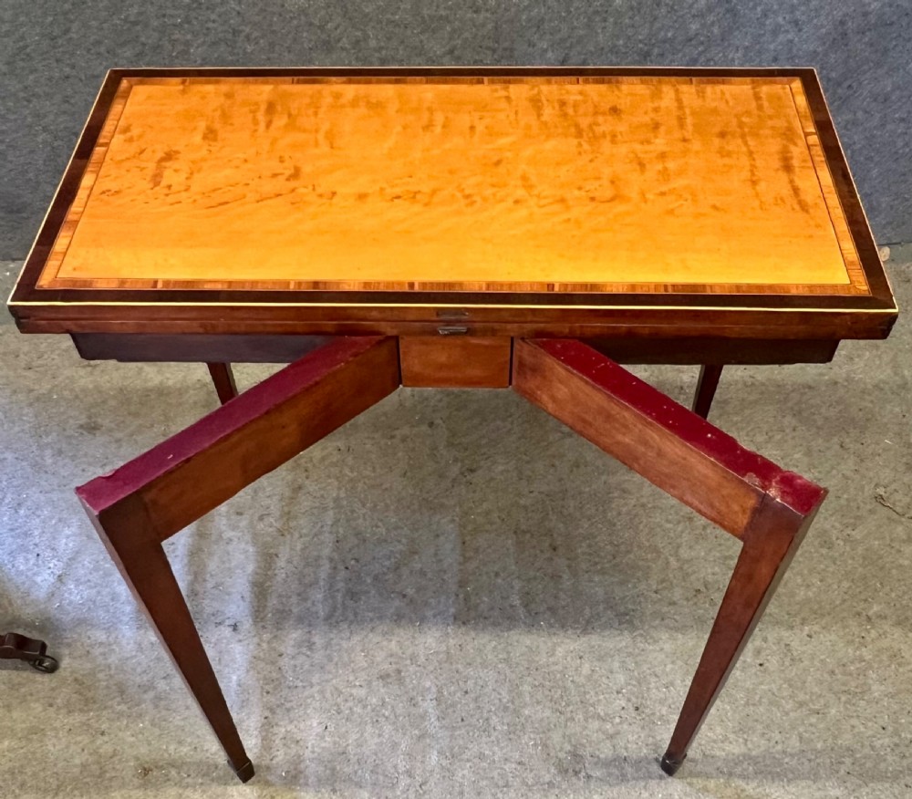 Sheraton Period Satinwood & Inlaid Card Table View VIII