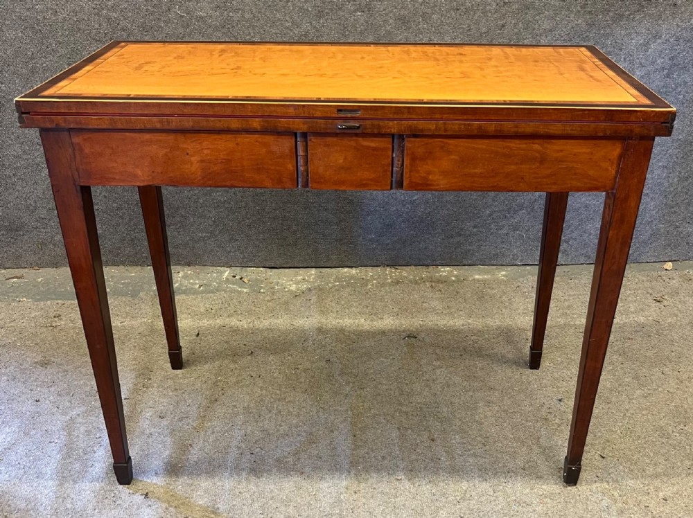 Sheraton Period Satinwood & Inlaid Card Table View X