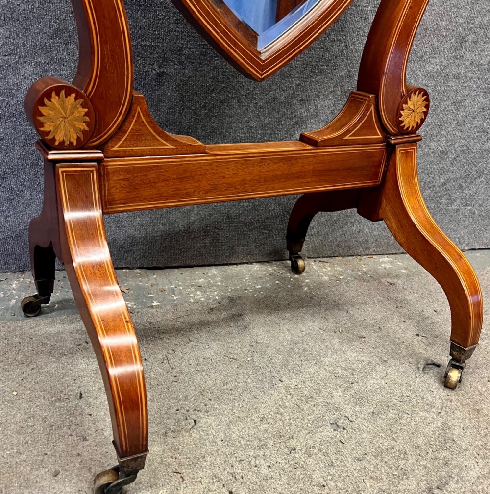Edwardian Shield Shaped Cheval Mirror View IV