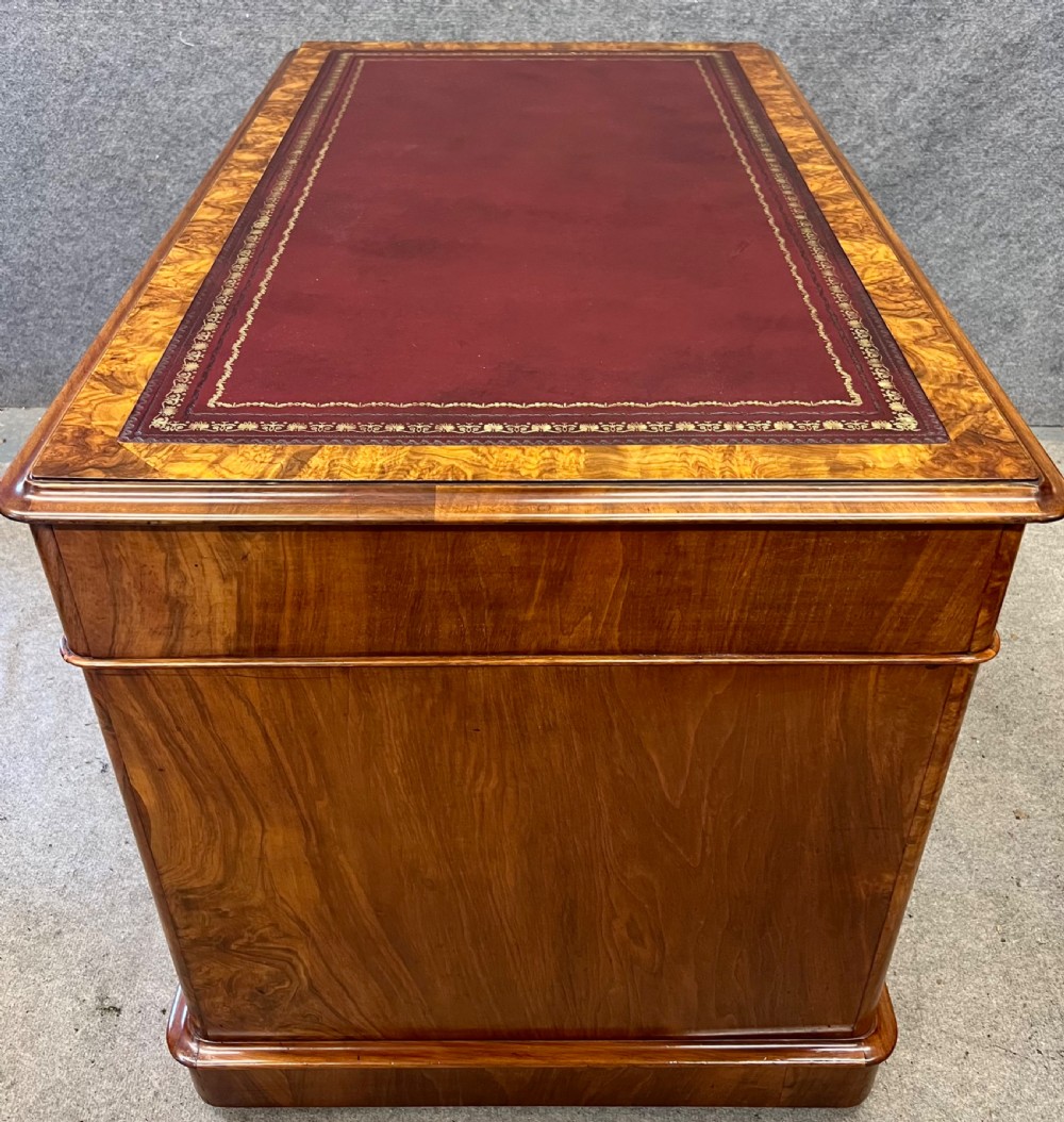 Superior Quality Burr Walnut Pedestal Desk View V