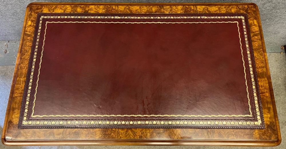 Superior Quality Burr Walnut Pedestal Desk View VII