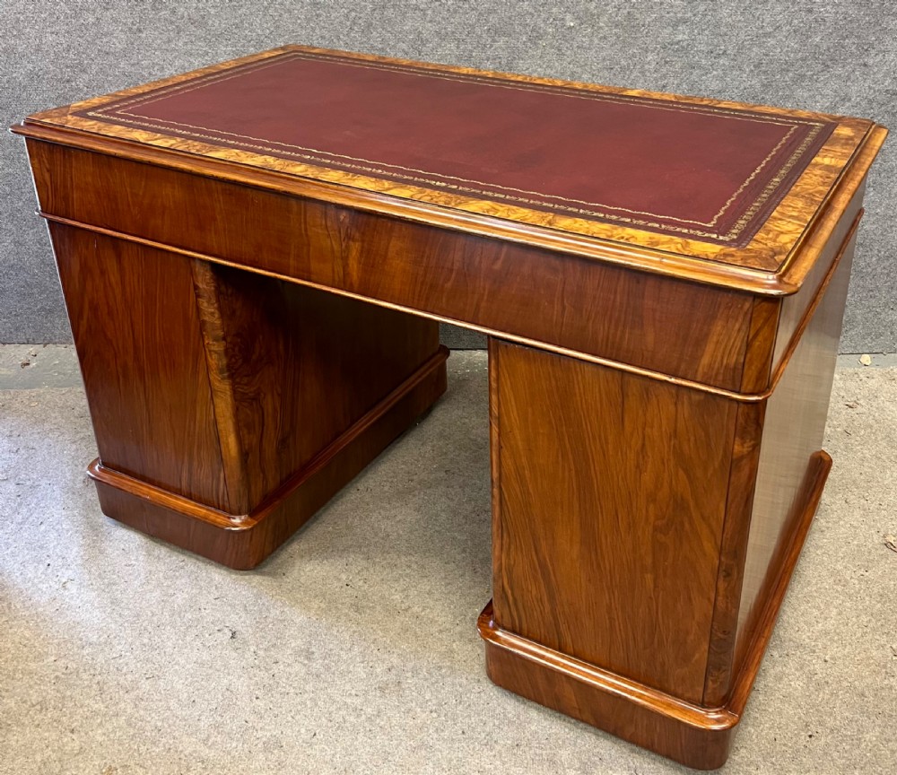 Superior Quality Burr Walnut Pedestal Desk View IX