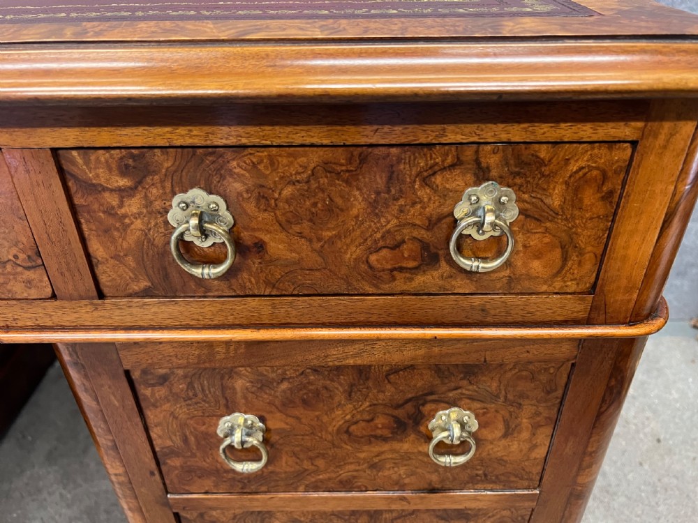 Superior Quality Burr Walnut Pedestal Desk View XII