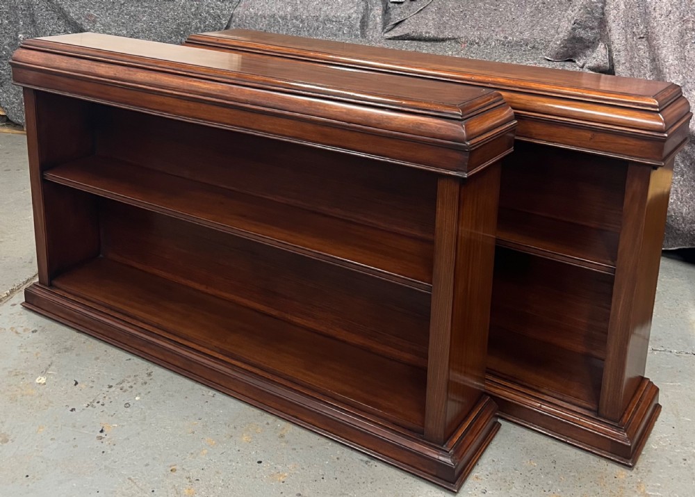 Large Pair of Edwardian Mahogany Open Bookcases View VI