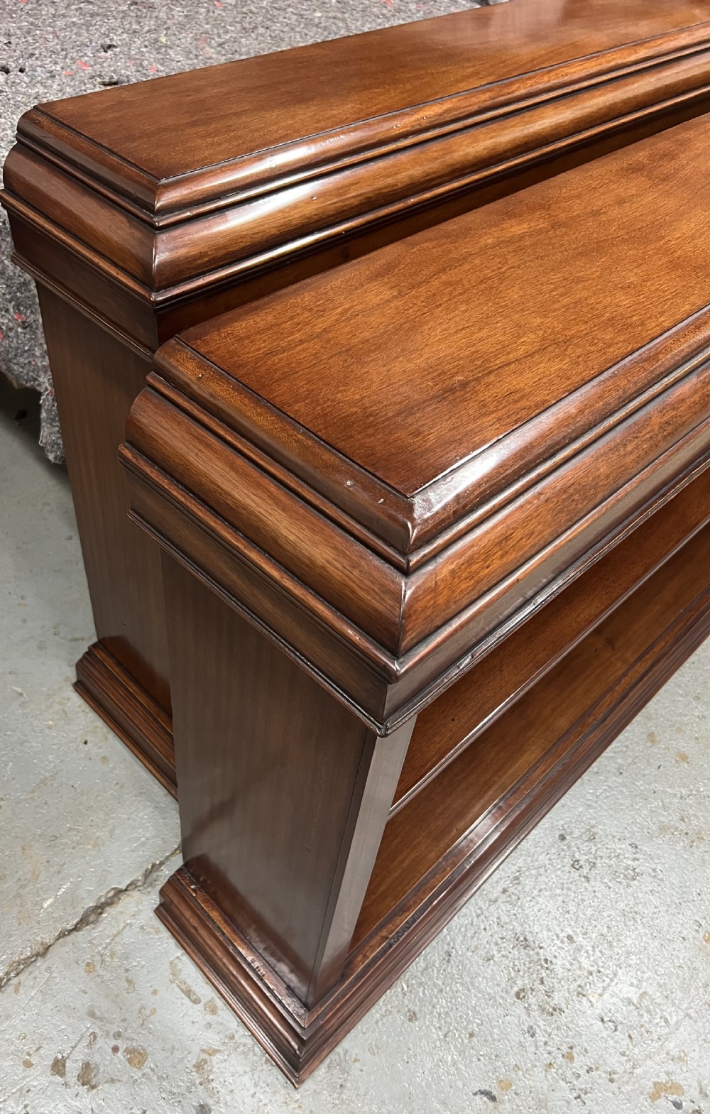 Large Pair of Edwardian Mahogany Open Bookcases View XII