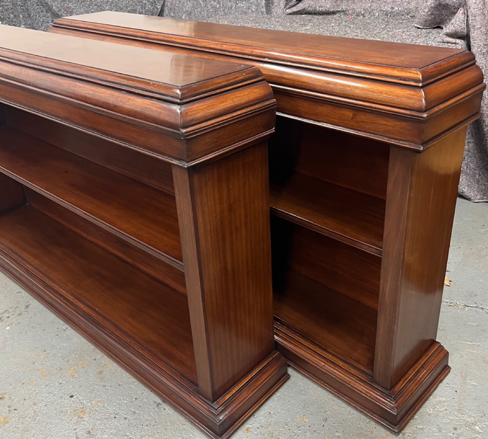 Large Pair of Edwardian Mahogany Open Bookcases View XV